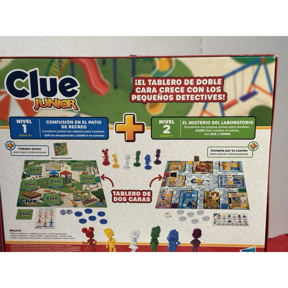Clue Junior Game, 2-Sided Gameboard, 2 Games in 1, Clue Mystery Game for Younger